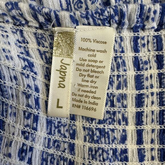 Japna Blue & White Boho Maxi Dress Size L – Smocked Back & Adjustable Straps - Picture 2 of 8